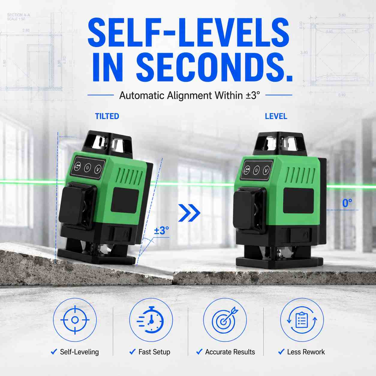 3x360 laser level self levels in seconds 