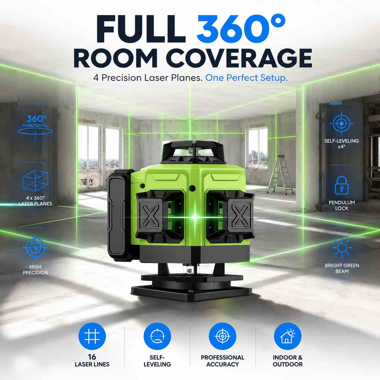 4D Laser Level full 360 room