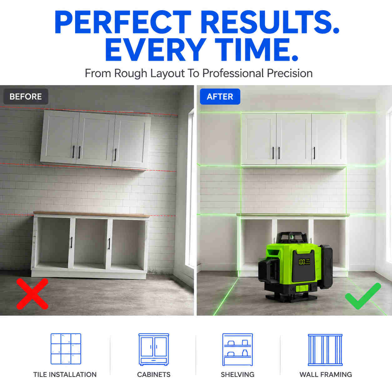 Green beam laser level before_after 