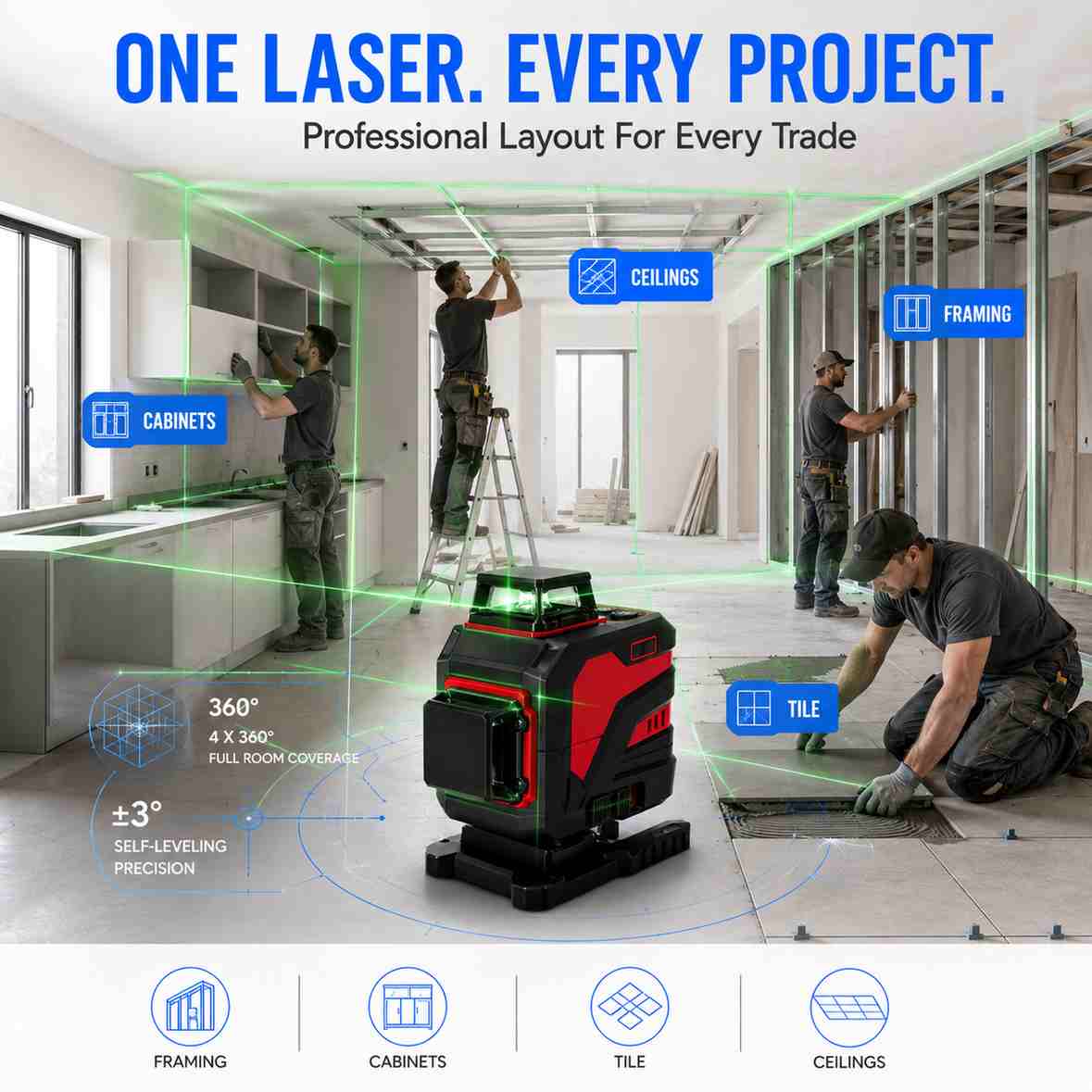 Grid laser level one laser every project 