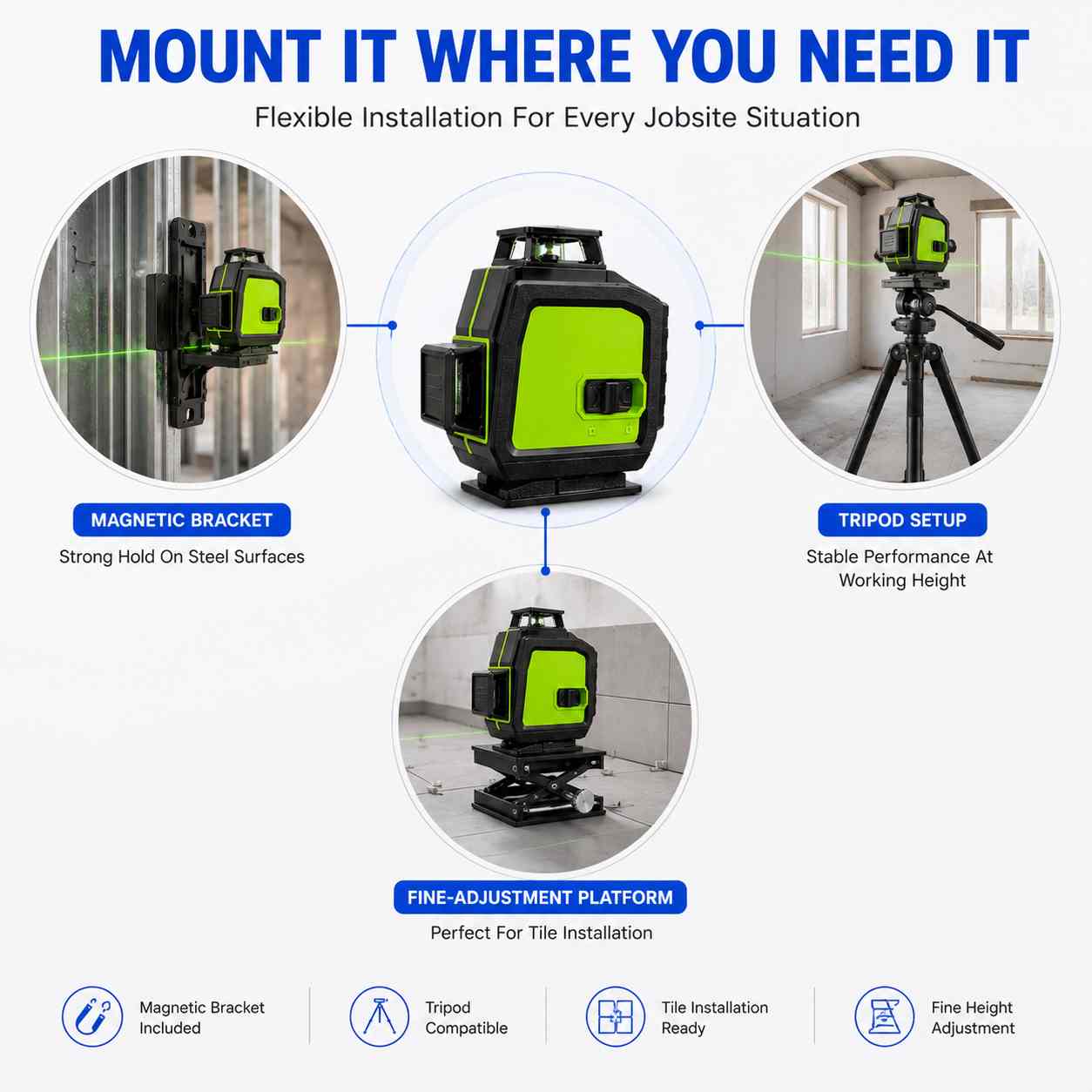 Professional Laser Level VERSATILE MOUNTING