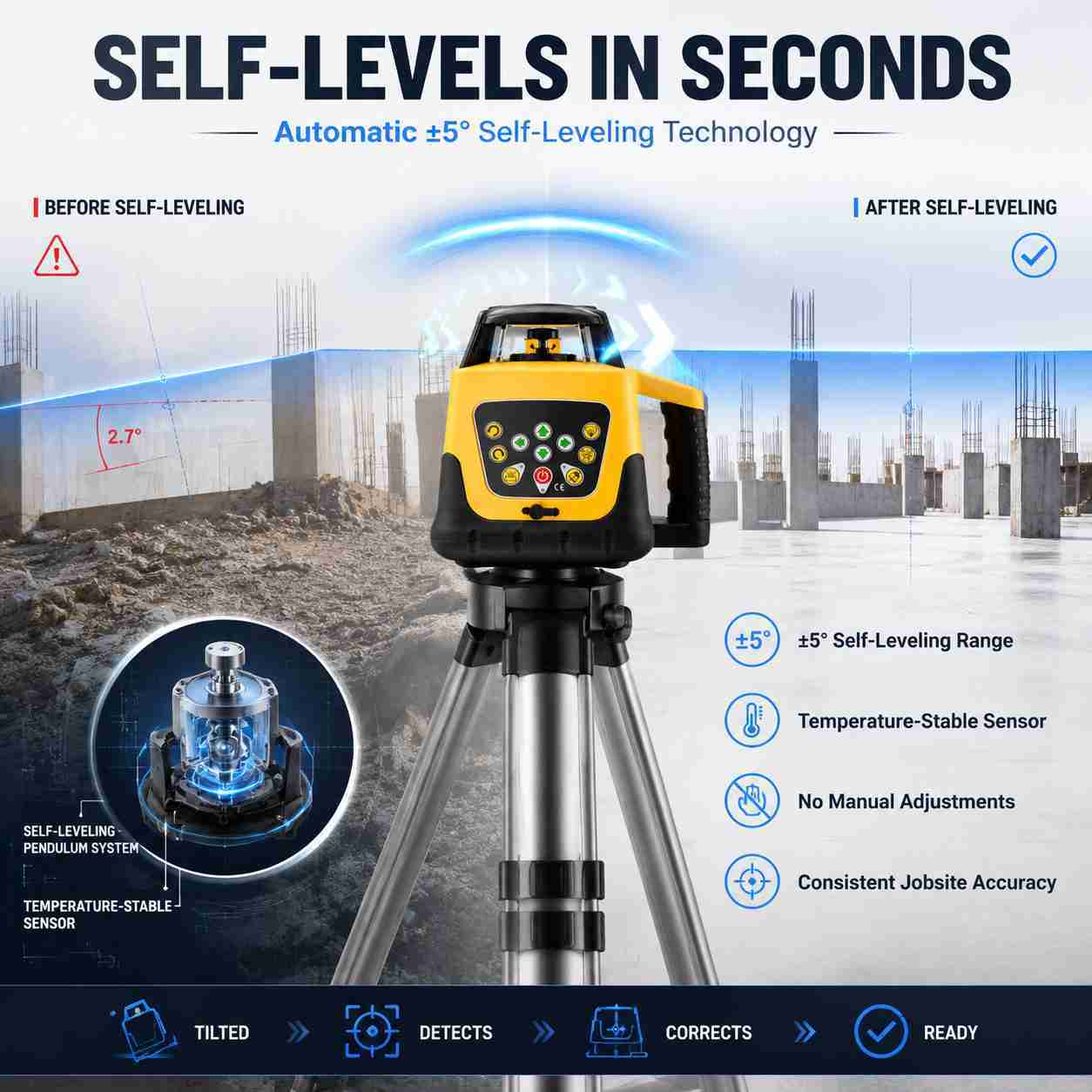 Self leveling rotary laser