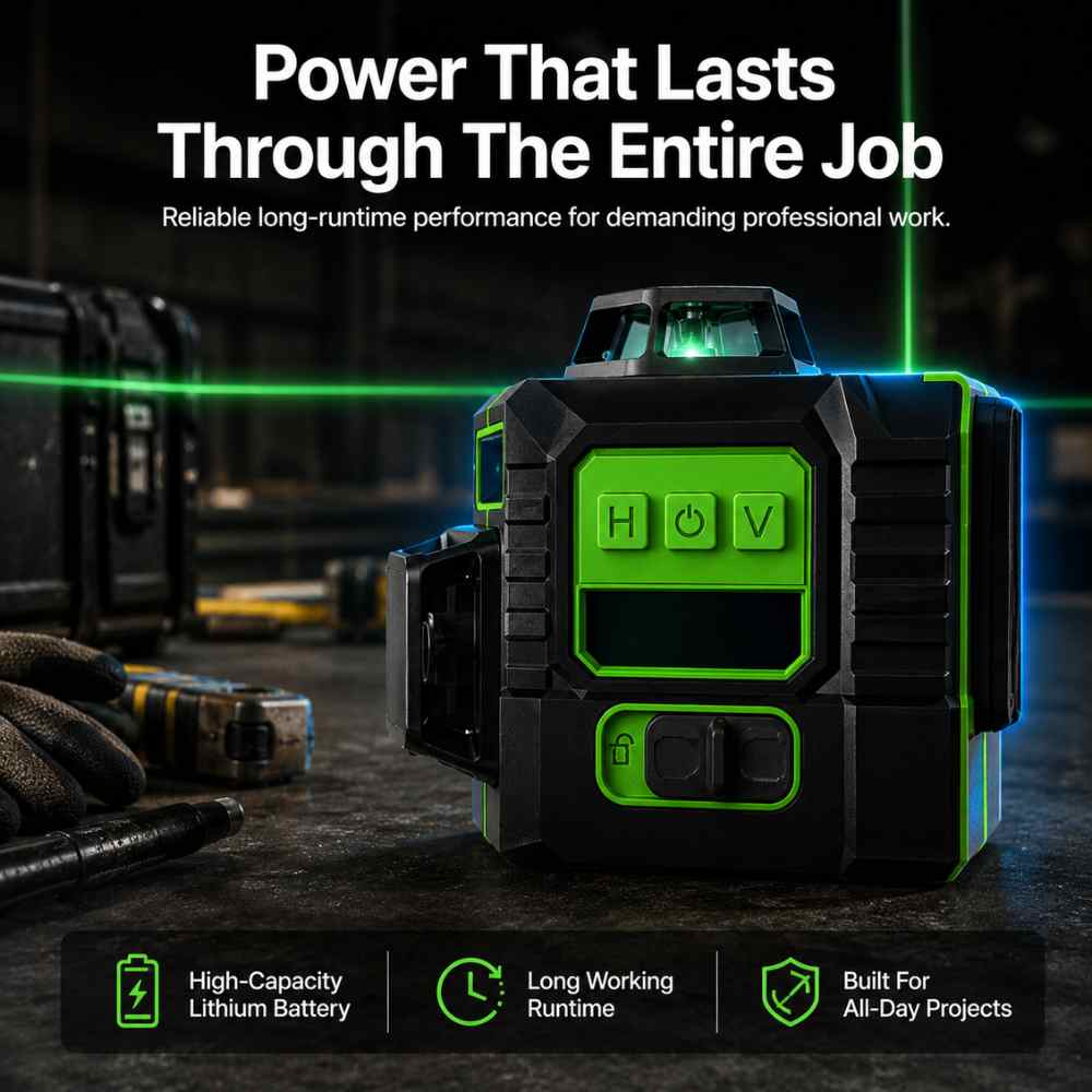 Hight capacity battery in the Laser Level for Deck Building