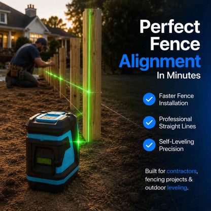 Laser level fence posts for a perfect alignment