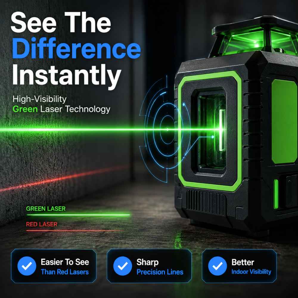 Green beam visibility thank to the Laser level for wallpapering