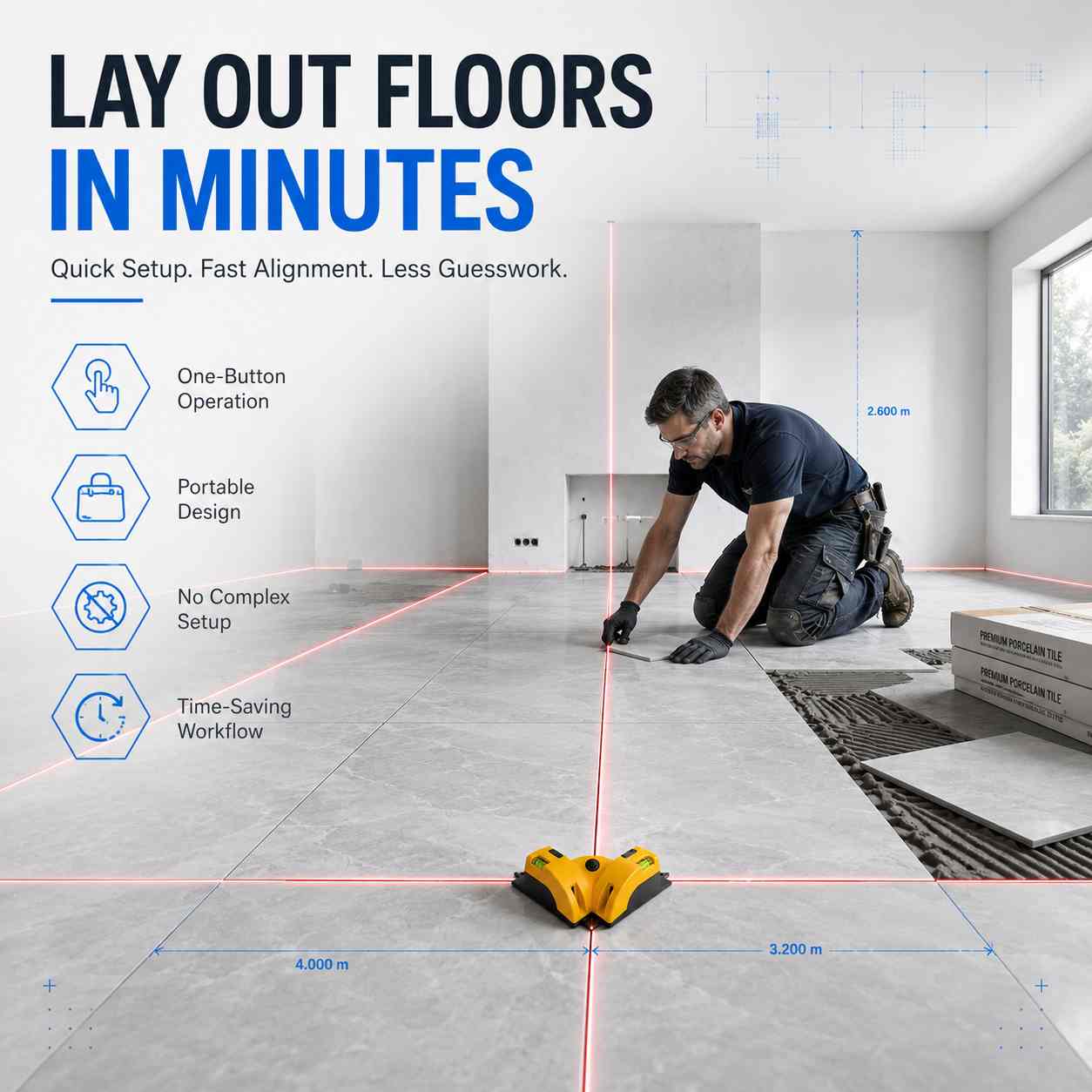 Laser Level Square Layout  Floors 