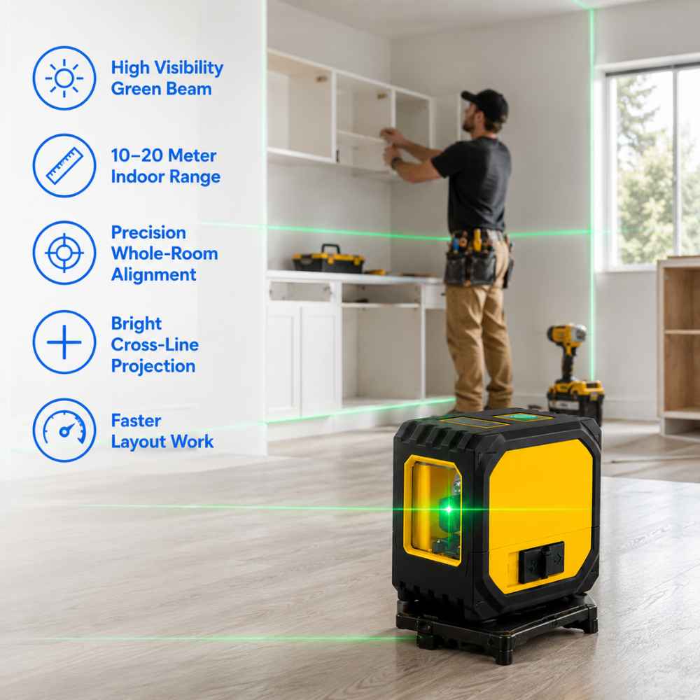Bright cross line projection with the ProBeam Rechargeable laser level