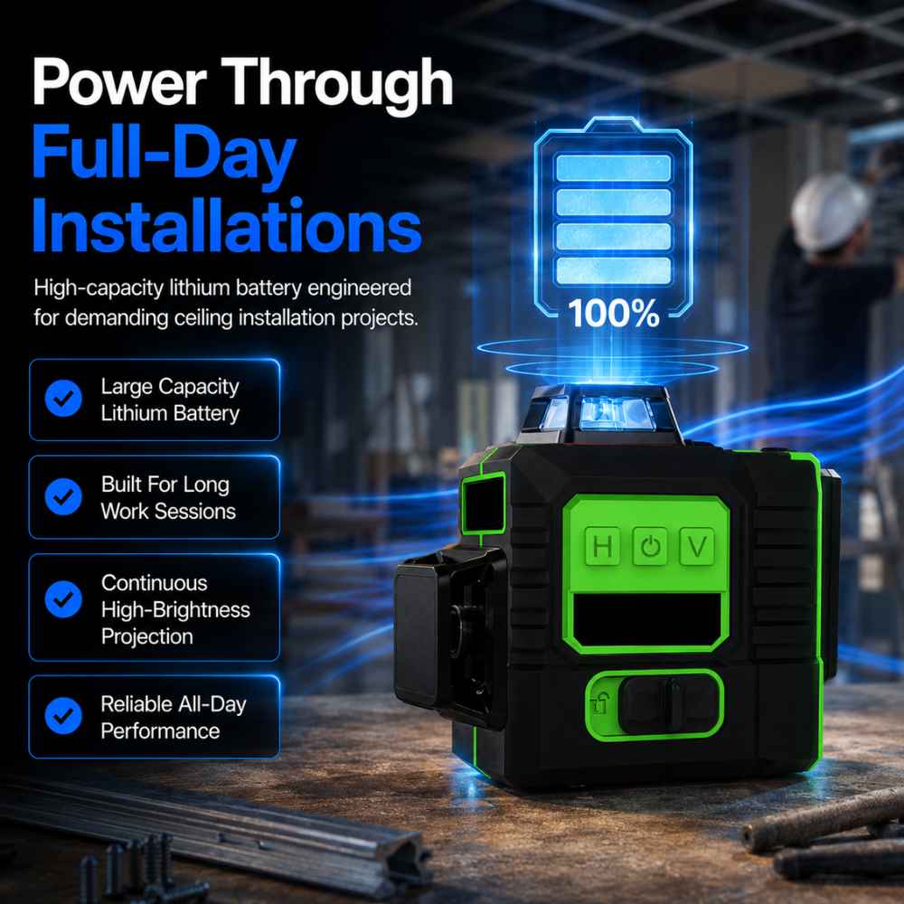 Battery capacity of the suspended ceiling laser level 